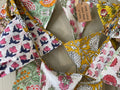 Cotton hand block printed bunting 8ft long 15 flags garden party birthday celebration boho Summer