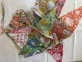 Hand block printed cotton bunting - 8 foot long - 15 flags - reversible - vibrant colours